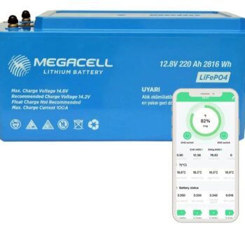 Megacell Lityum LifePo4 Akü 12V 220Ah Bluetooth
